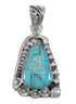 Silver Southwestern Flower Turquoise Inlay Pendant QX77414